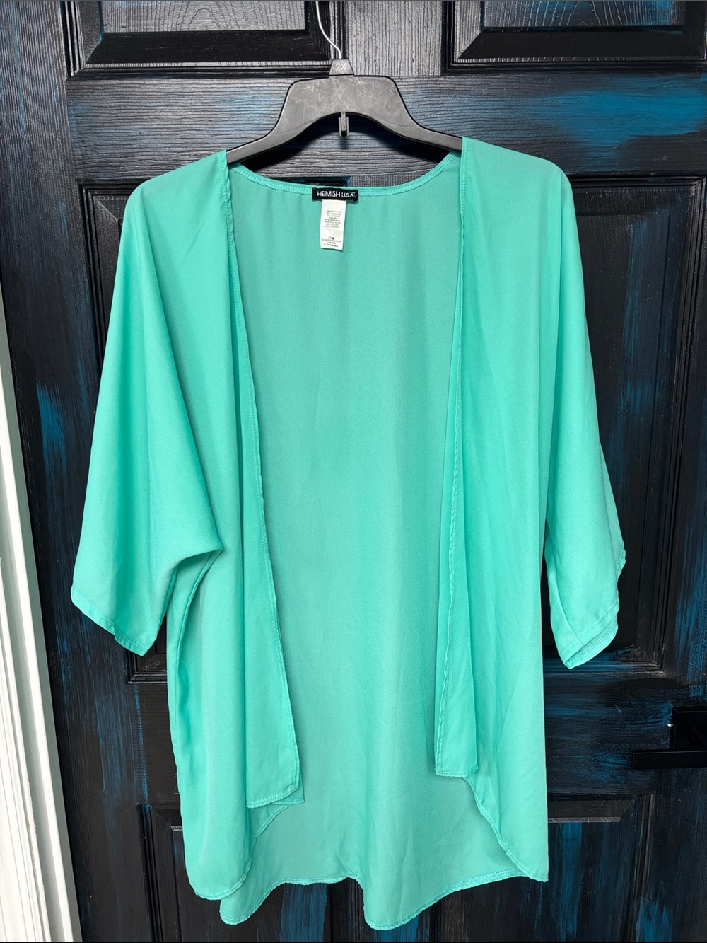 HEIMISH USA Turquoise Open-Front Kimono or cover up